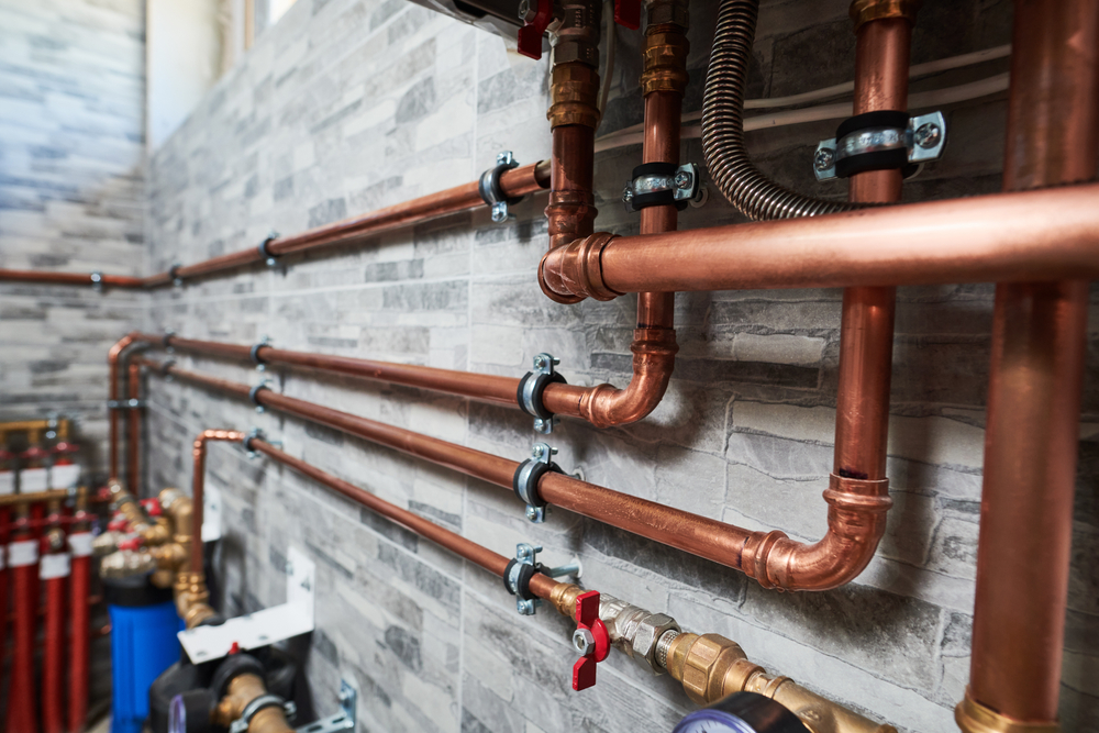 Plumbing,Service.,Copper,Pipeline,Of,A,Heating,System,In,Boiler
